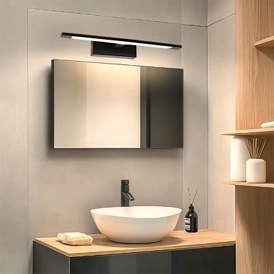 Espejo con luces negro moderno, Steffy, 6W, 3000K LED, IP44