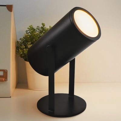 Lámpara de mesa recargable negra moderna, Elko, 2W, 3000K LED, con interruptor