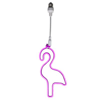 Guirnalda bombilla exterior rosa de plástico, Flamingo, IP44