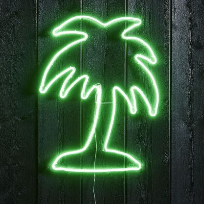 Lámpara exterior verde de metal, Palm tree, 9,6W, verde LED, IP44