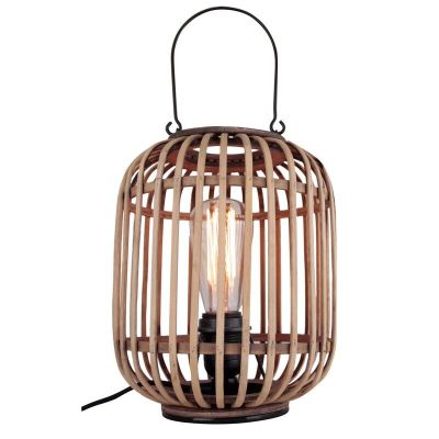 Lámpara de mesa marrón industrial, Asja, con interruptor