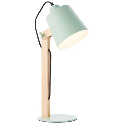 Lámpara de mesa de madera verde, Dorina, con interruptor