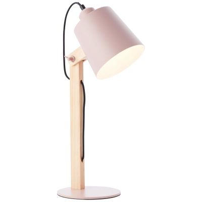 Lámpara de mesa de madera rosa, Dorina, con interruptor