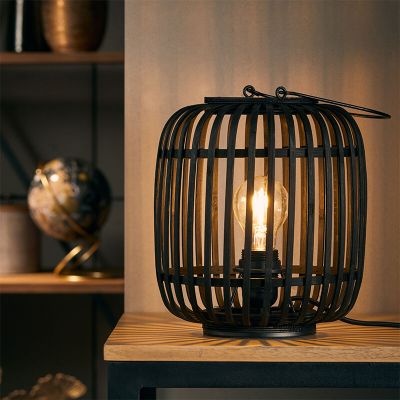 Lámpara de mesa de madera negra, Brain