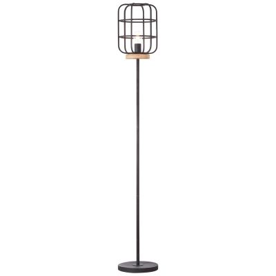 Lámpara de pie de madera negra, Taede, con interruptor