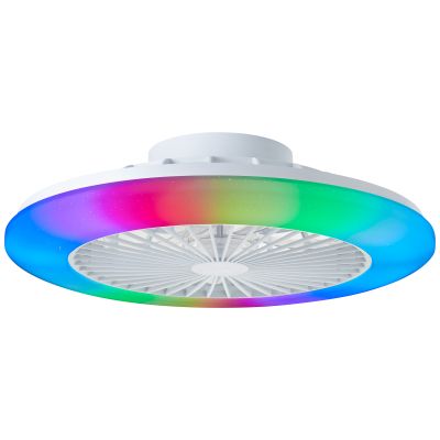 Ventilador de techo blanco moderno, Sofieke, 40W, RGBW LED, con mando a distancia