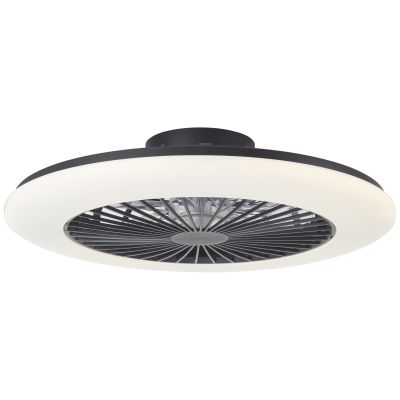 Ventilador de techo negro moderno, Salerno, 48W, RGBW LED, con mando a distancia