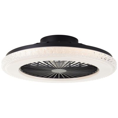 Ventilador de techo negro moderno, Badria, 40W, RGBW LED, con mando a distancia