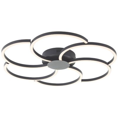 Lámpara de techo negra diseño, Somia, 32W, ajustable entre luz blanco cálido y frío LED, con mando a distancia