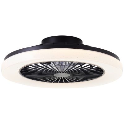 Ventilador de techo negro moderno, Soren, 40W, ajustable entre luz blanco cálido y frío LED, con mando a distancia