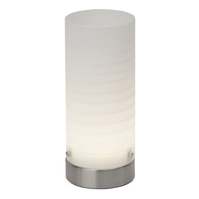 Lámpara de mesa blanca de vidrio, Mexi, 3W, 3000K LED, con interruptor