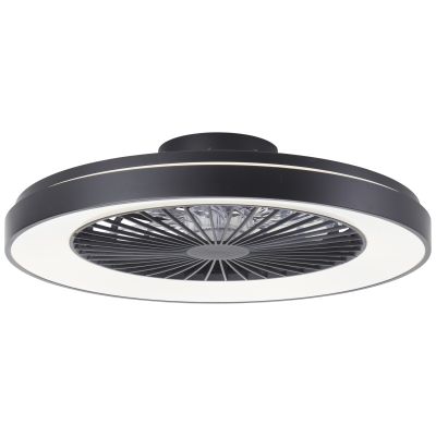 Ventilador de techo negro moderno, Mazzaro, 48W, RGBW LED, con mando a distancia