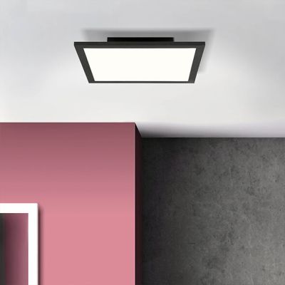Lámpara de techo panel LED negra moderna, Bojan, 18W, 4000K LED
