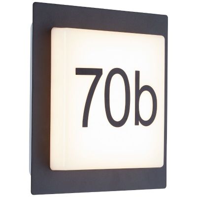 Número de casa con luz negro de aluminio, Nurcan, 9W, 3000K LED, IP44