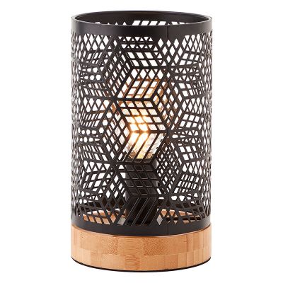 Lámpara de mesa de madera negra, Sherona, con interruptor
