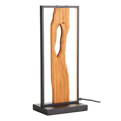 Lámpara de mesa marrón rústica, Raynor, 10W, 3000K LED, con interruptor