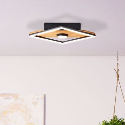 Plafón de techo de madera negro, Virginia, 18W, 3000K LED