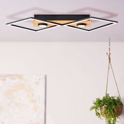 Plafón de techo de madera negro, Virginia, 32W, 3000K LED