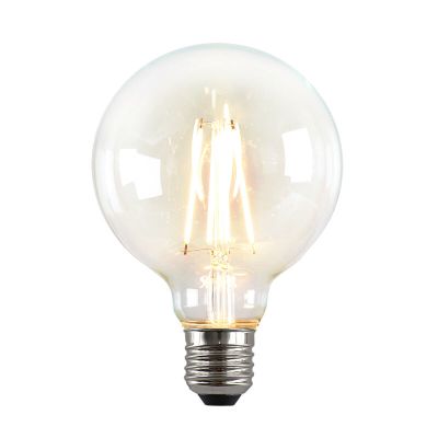 E27 LED bombilla regulable, G95, 5w, vidrio transparente, 2700k