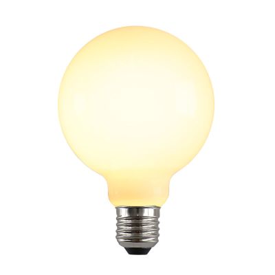 E27 LED bombilla regulable, G95, 5w, vidrio blanco, 2700k
