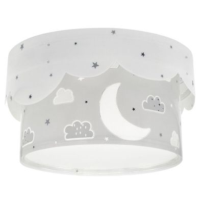 Lámpara de techo infantil de plástico gris, Moon