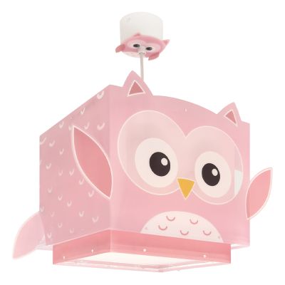 Lámpara colgante infantil rosa de plástico, Owls