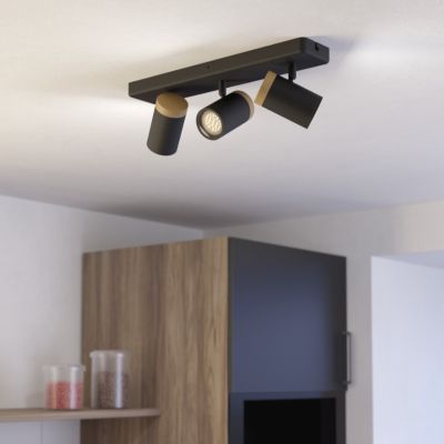 Foco de pared negro de acero, Conradus, IP44