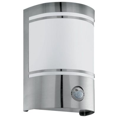 Aplique exterior con sensor de movimiento plateado de vidrio, Aartje, IP44