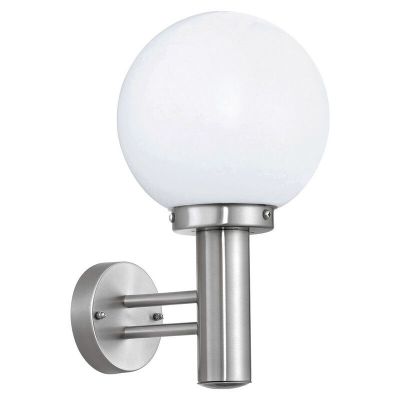 Lámpara exterior plateada de acero inoxidable, Baukje, IP44