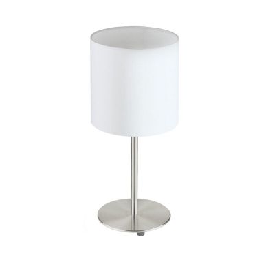 Lámpara de mesa blanca de tela, Abano, con interruptor