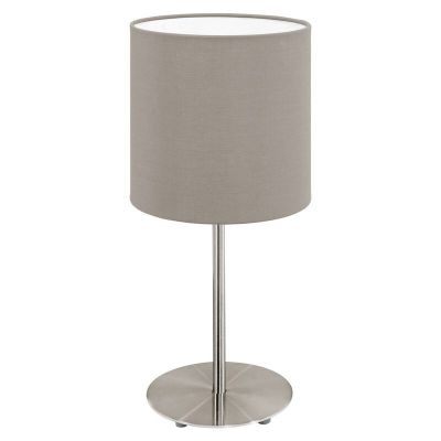 Lámpara de mesa gris pardo de tela, Abano, con interruptor