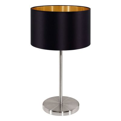 Lámpara de mesa dorada de tela, Terme, con interruptor