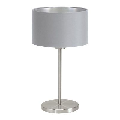 Lámpara de mesa gris de tela, Terme, con interruptor