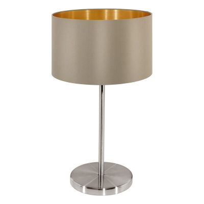 Lámpara de mesa dorada de tela, Terme, con interruptor