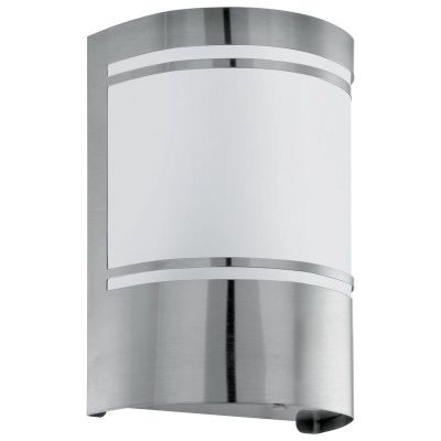 Aplique exterior con sensor crepuscular plateado de vidrio, Aartje, IP44