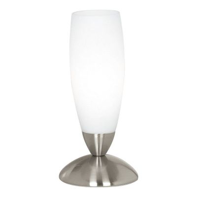 Lámpara de mesa níquel de vidrio, Enland, con interruptor