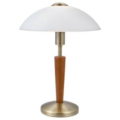 Lámpara de mesa bronce de madera, Miam, con regulador táctil