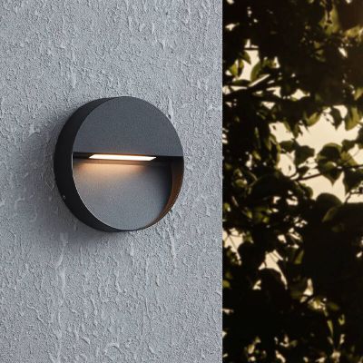 Lámpara exterior negra de aluminio, Lamar, 4,8W, ajustable entre luz blanco cálido y frío LED, IP65