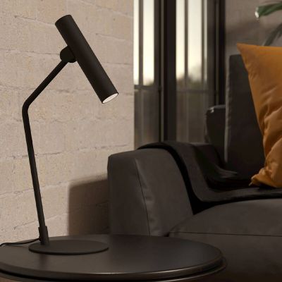 Lámpara de mesa negra de aluminio, Aleyna, 5W, 3000K LED, con interruptor