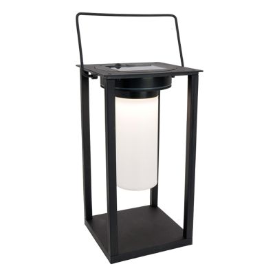 Lámpara de mesa solar negra de plástico, Hillebrand, 3,3W, 4000K LED, IP54, con interruptor