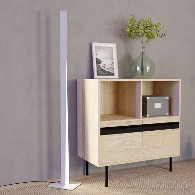 Lámpara de pie blanca de plástico, Birkan, 10,5W, RGBW LED, con mando a distancia