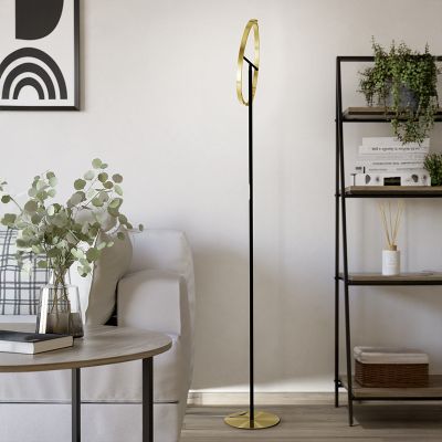 Lámpara de pie latón de plástico, Corwin, 8,8W, 3000K LED, con regulador táctil