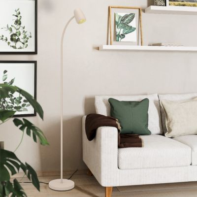 Lámpara de pie marrón de acero, Sahila, con interruptor