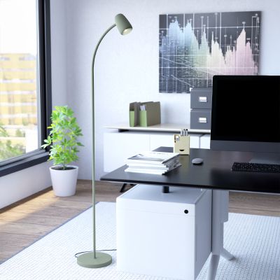 Lámpara de pie verde de acero, Sahila, con interruptor