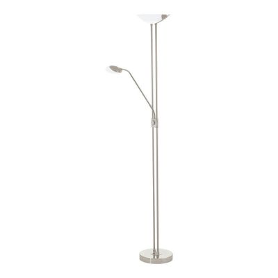 Lámpara de pie de lectura níquel de vidrio, Brava, 20W, 3000K LED, con interruptor