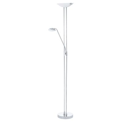 Lámpara de pie de lectura cromada de vidrio, Brava, 20W, 3000K LED, con interruptor