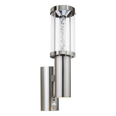 Aplique exterior con sensor de movimiento plateado de vidrio, Minou, IP44