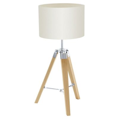 Lámpara de mesa beige de madera, Joana, con interruptor