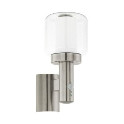 Aplique exterior con sensor de movimiento plateado de vidrio, Anco, IP44