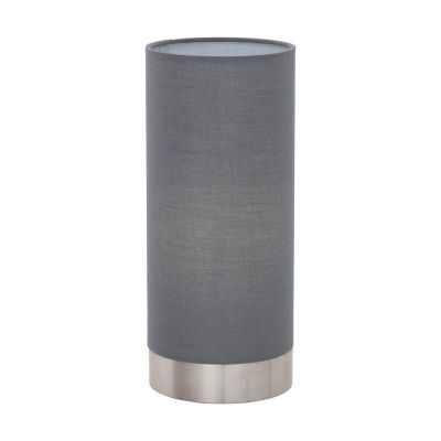 Lámpara de mesa gris de tela, Abano, con regulador táctil
